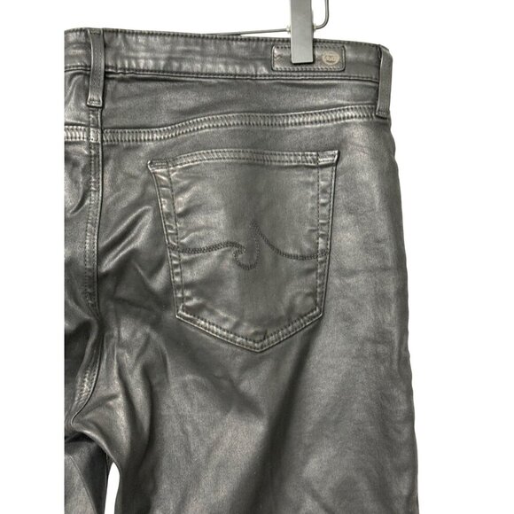 AG Adriano Goldschmied The Legging Ankle Super Skinny Jean Black Coated Size 32R - Picture 4 of 8